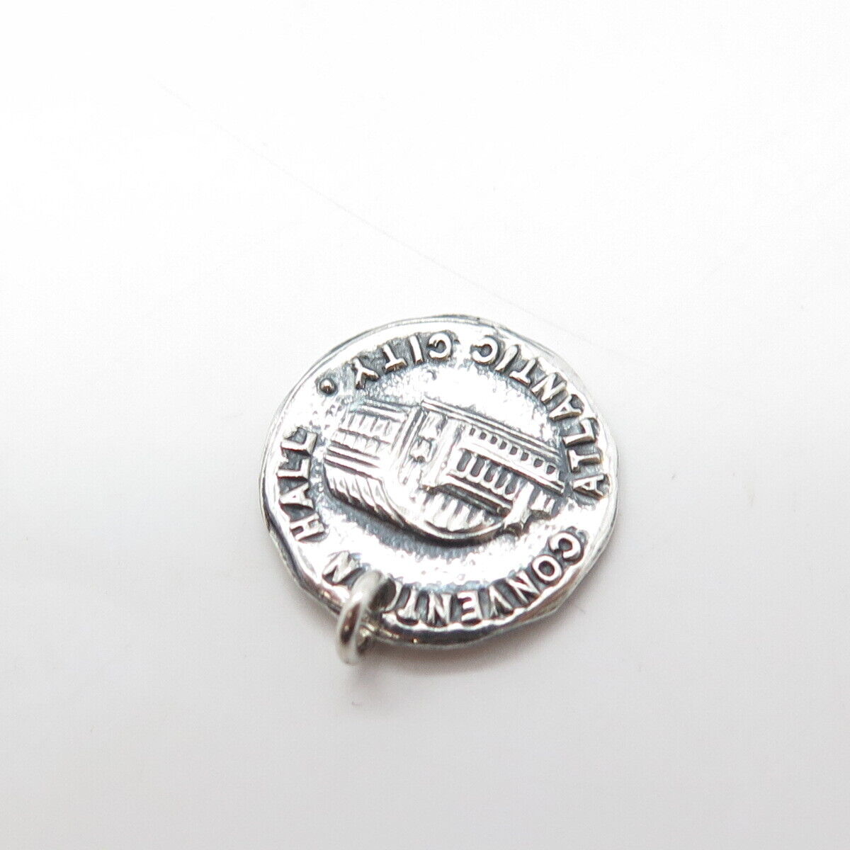 925 Sterling Silver Vintage Atlantic City Convention Hall Round Charm Pendant