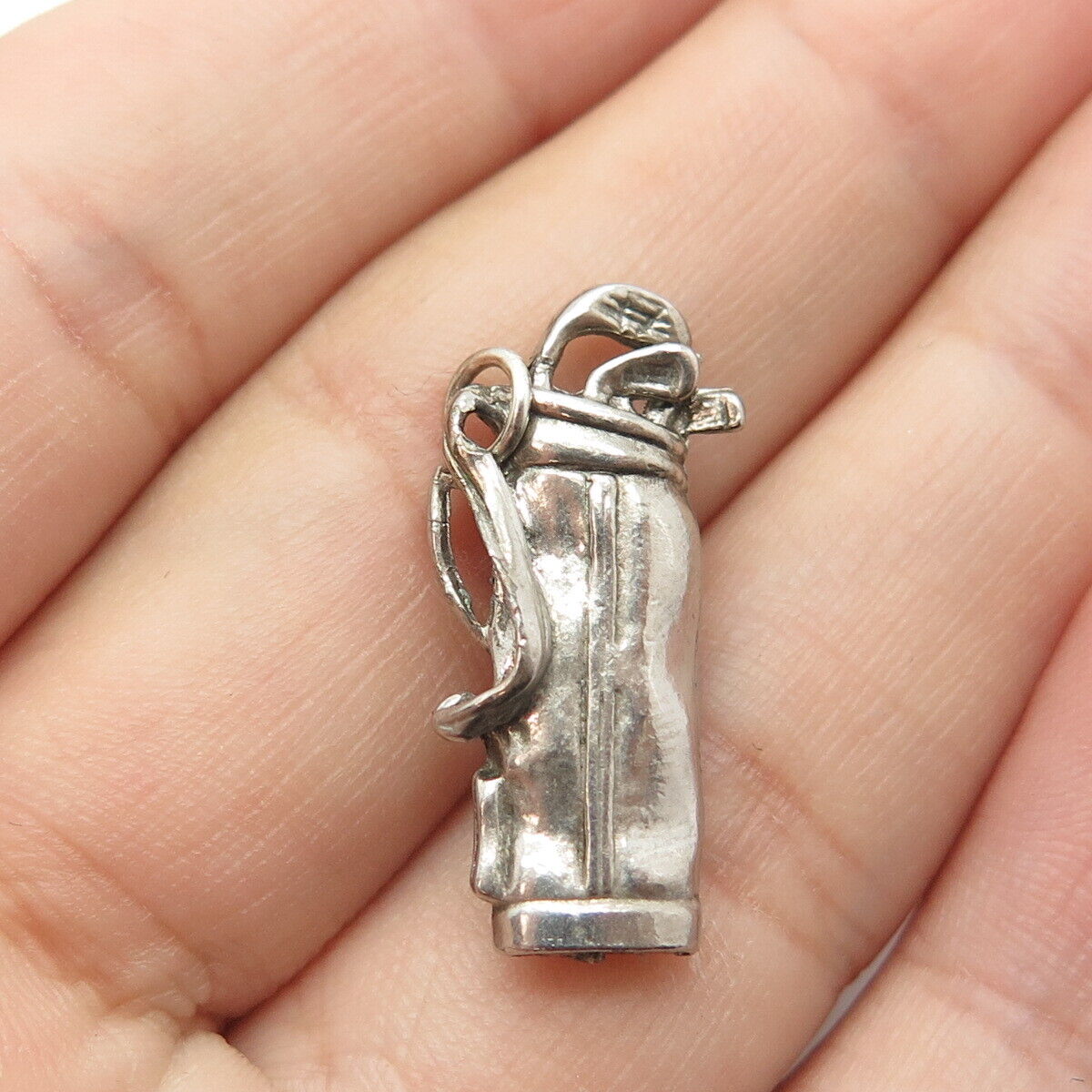 925 Sterling Silver Vintage Golf Bag Charm Pendant