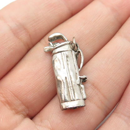 925 Sterling Silver Vintage Golf Bag Charm Pendant