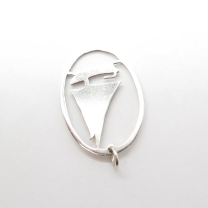 925 Sterling Silver Vintage Sailboat Oval Charm Pendant