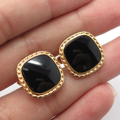 1/20 12K Gold Filled Antique Art Deco Anson Black Onyx Bullet Back Cufflinks