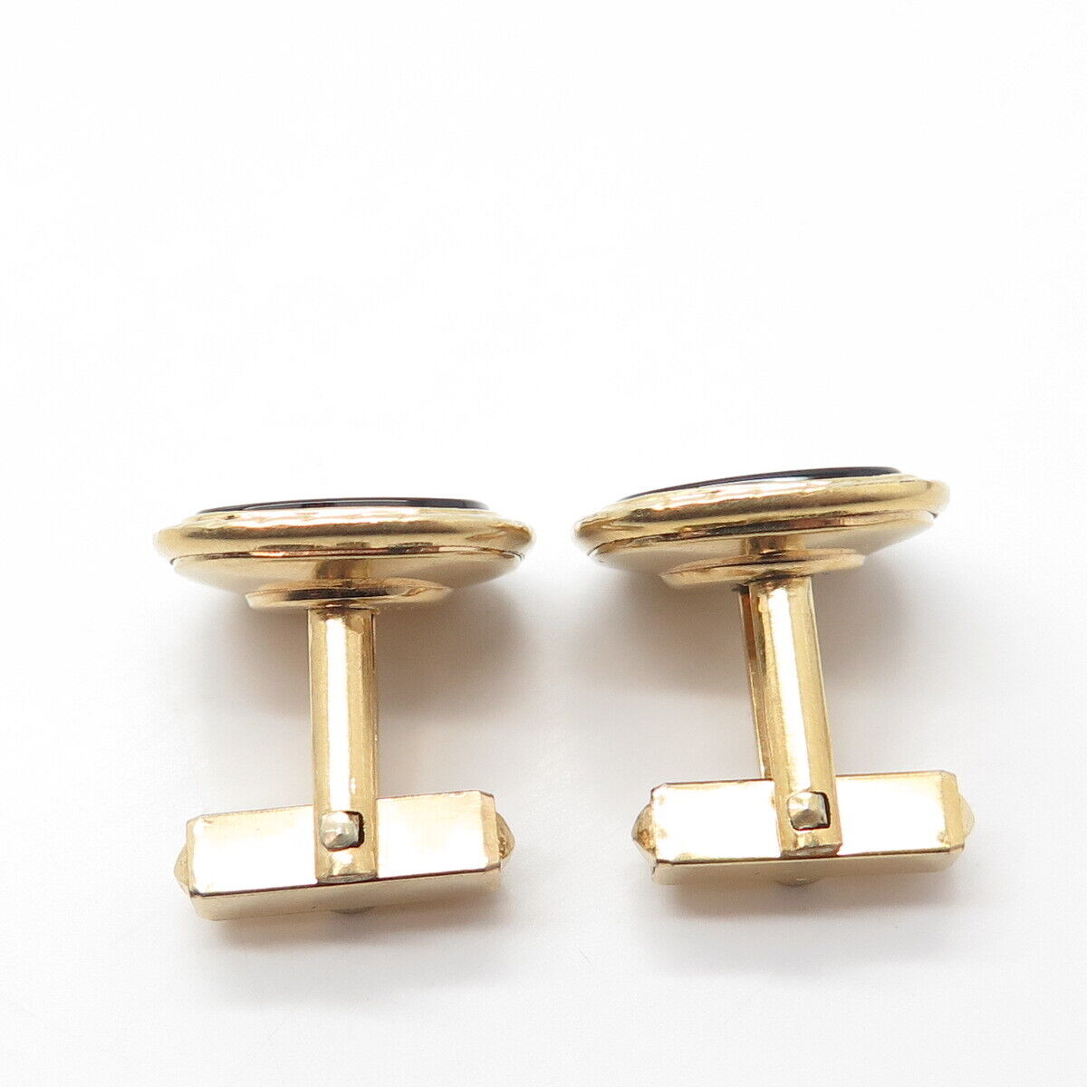 1/20 12K Gold Filled Antique Art Deco Anson Black Onyx Bullet Back Cufflinks