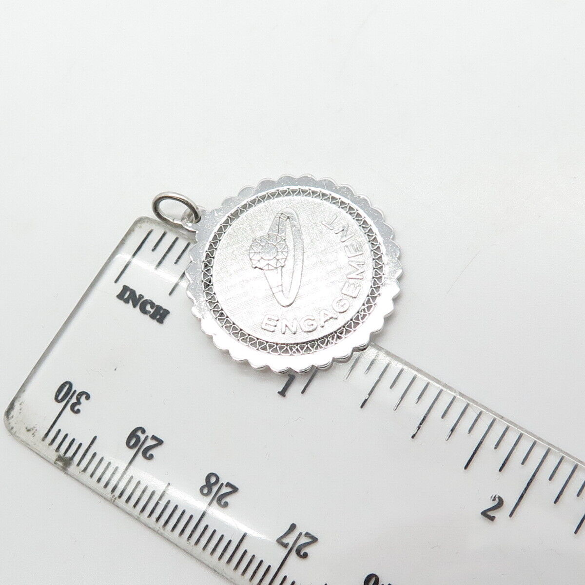 925 Sterling Silver Vintage Engagement Proposal Round Medal Pendant