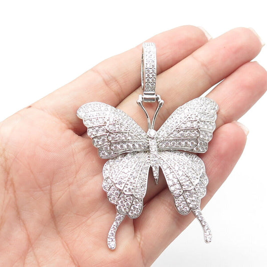 925 Sterling Silver Olivia Ice Pave C Z Butterfly Pendant