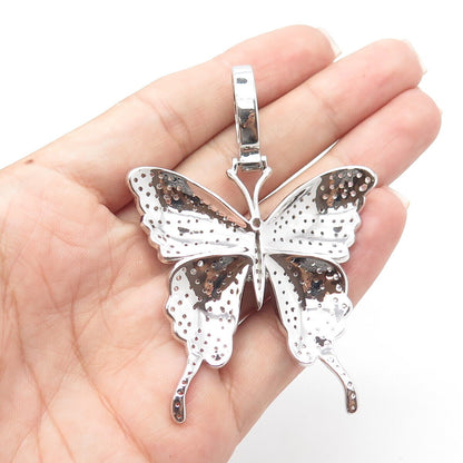 925 Sterling Silver Olivia Ice Pave C Z Butterfly Pendant