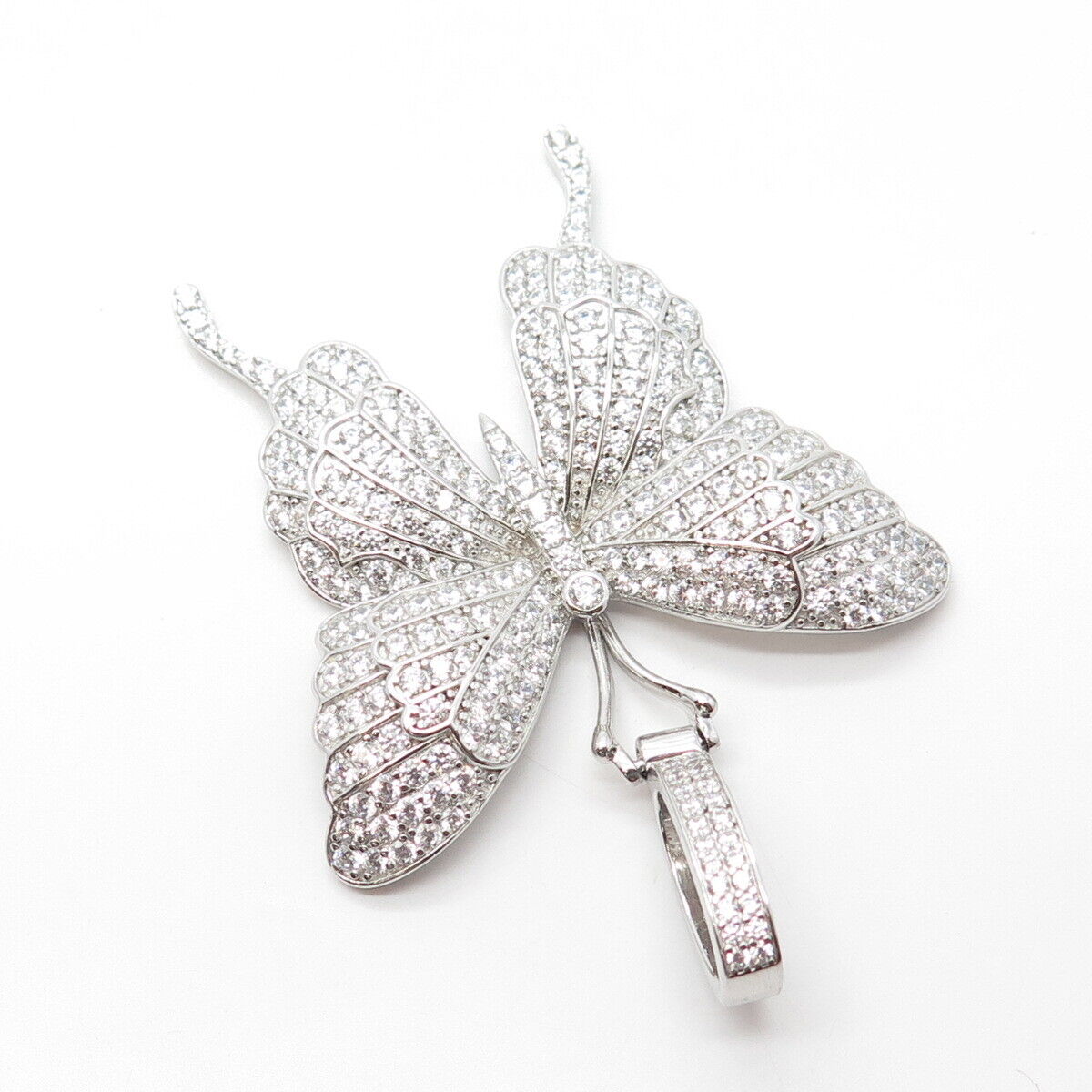 925 Sterling Silver Olivia Ice Pave C Z Butterfly Pendant