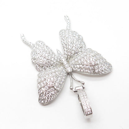 925 Sterling Silver Olivia Ice Pave C Z Butterfly Pendant