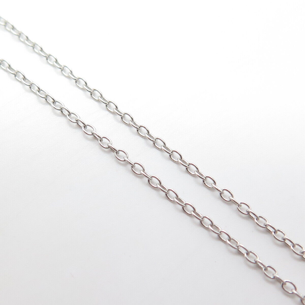 925 Sterling Silver White C Z Open Heart Cable Chain Necklace 18"