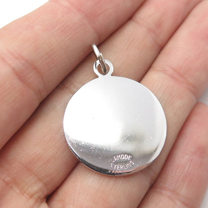 925 Sterling Silver Antique Art Deco Lamode Bridesmaid Round Pendant