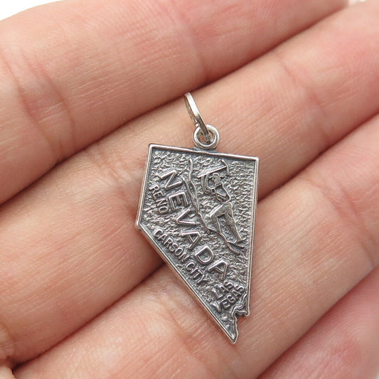 925 Sterling Silver Vintage Beau Nevada Las Vegas Carson City Reno Pendant