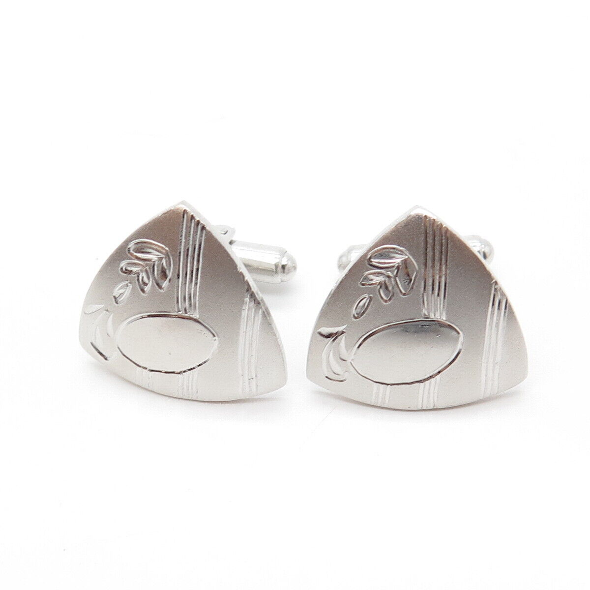 925 Sterling Silver Vintage Floral Cufflinks
