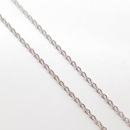 925 Sterling Silver White C Z Floral Cable Chain Necklace 18"