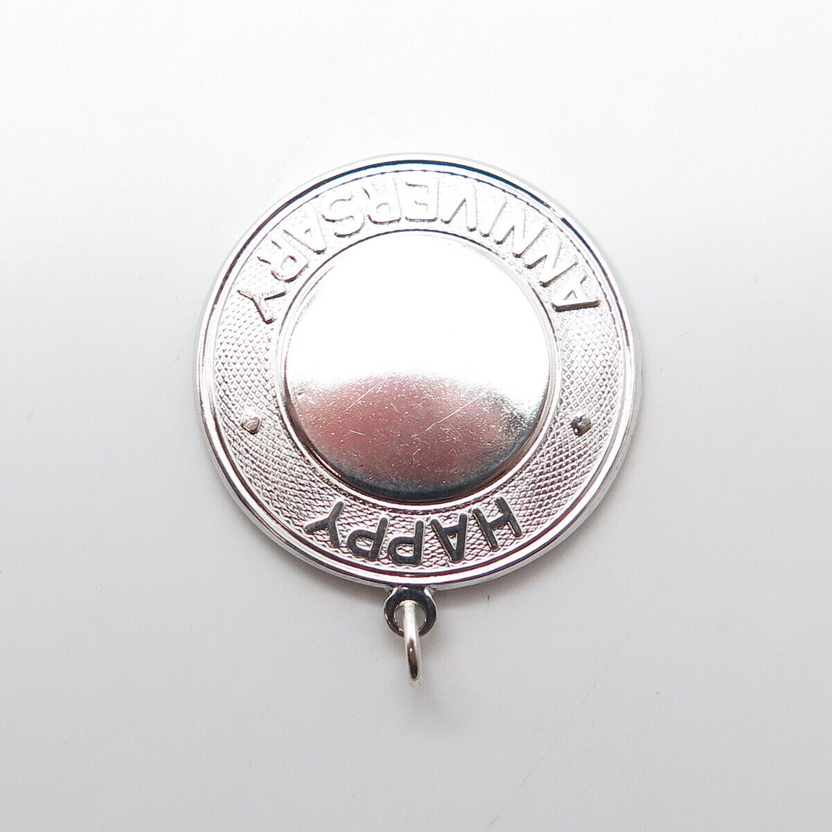 925 Sterling Silver Vintage Elco Happy Anniversary Round Medal Pendant