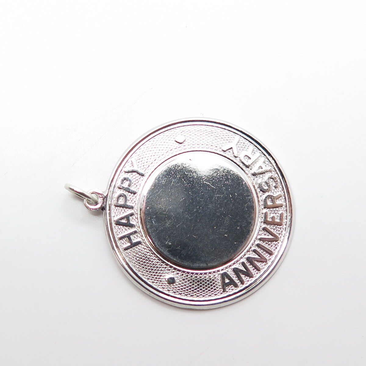 925 Sterling Silver Vintage Elco Happy Anniversary Round Medal Pendant