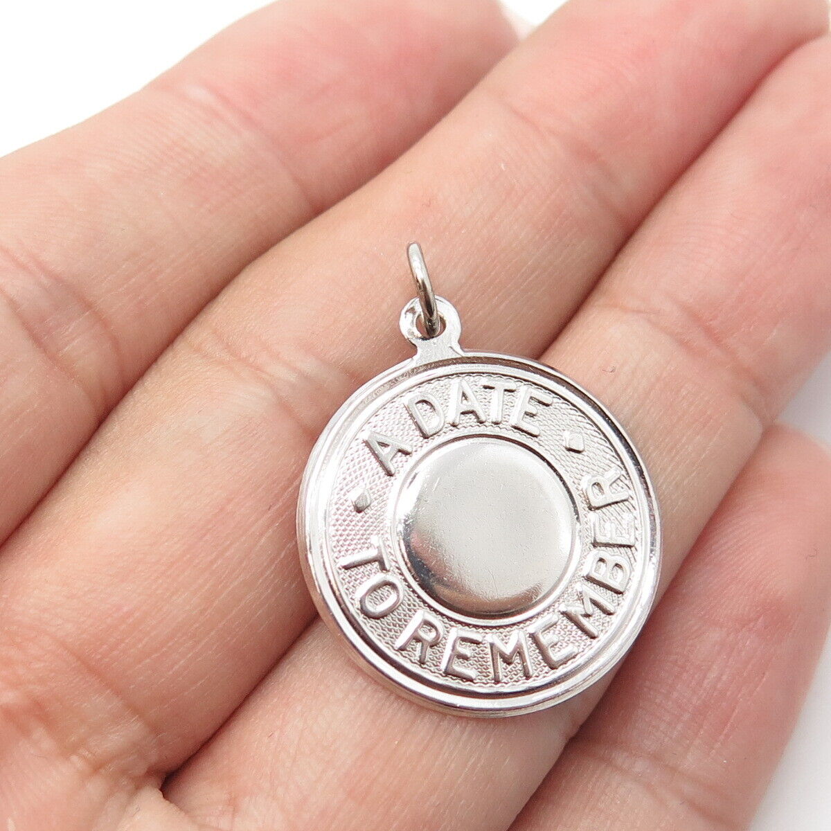 925 Sterling Silver Vintage Elco "A Date To Remember" Round Pendant