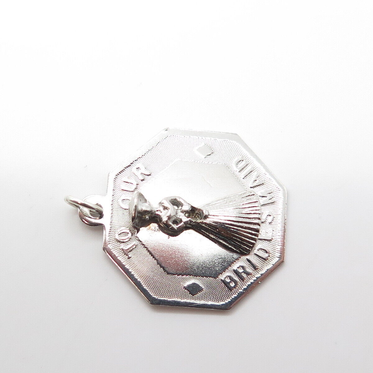 925 Sterling Silver Vintage "To Our Bridesmaid" 3D Round Pendant