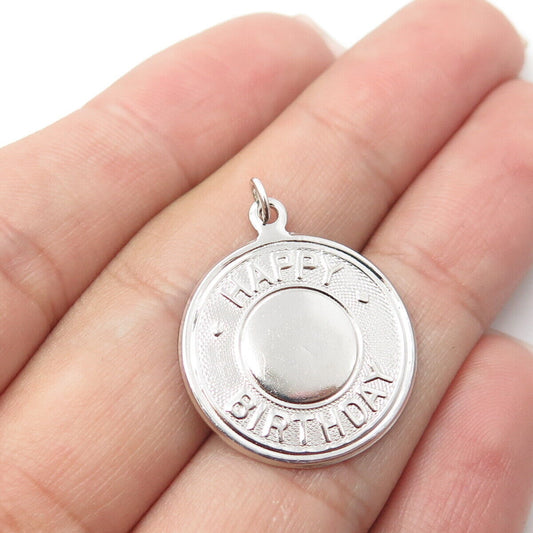 925 Sterling Silver Vintage Elco "Happy Birthday" Round Pendant