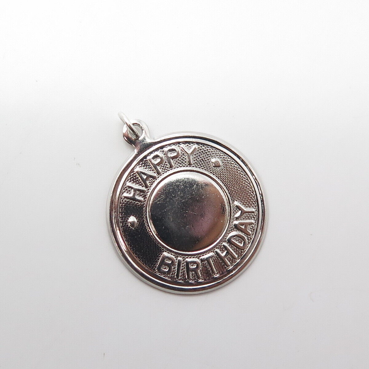 925 Sterling Silver Vintage Elco "Happy Birthday" Round Pendant