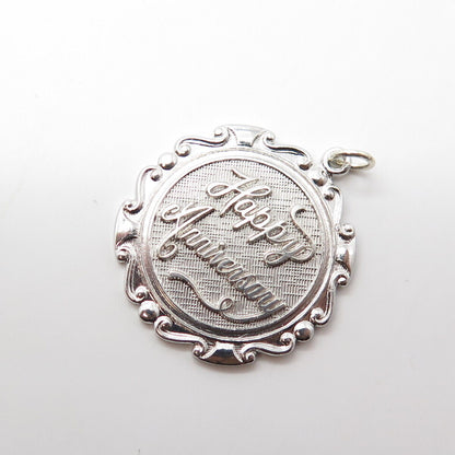 925 Sterling Silver Vintage Griffith & Sons Co "Happy Anniversary" Charm Pendant