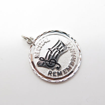 925 Sterling Silver Vintage Griffith & Sons Co "Recital Remembrance" Pendant