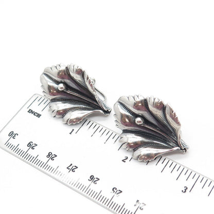 925 Sterling Silver Antique Art Deco Lily Floral Screw Back Earrings