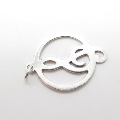 925 Sterling Silver Vintage Treble Clef Musical Note Round Pendant