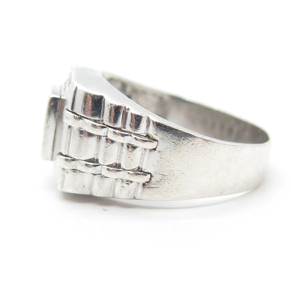 925 Sterling Silver Pave C Z Ribbed Ring Size 11.5