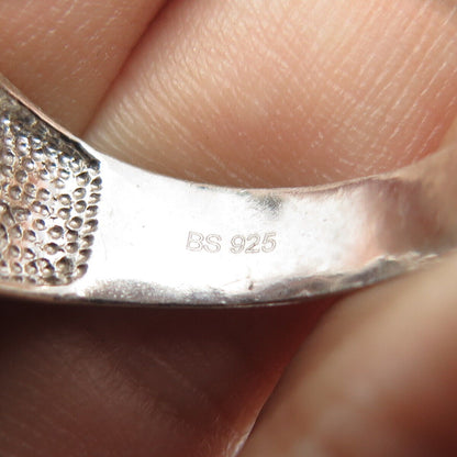 925 Sterling Silver Pave C Z Ribbed Ring Size 11.5