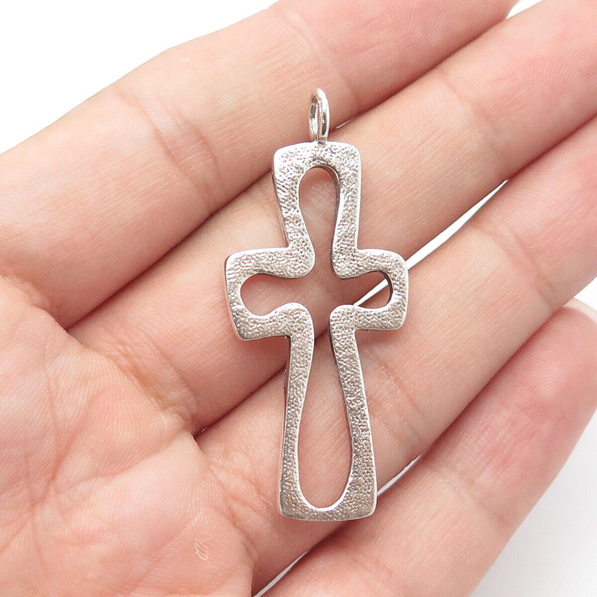 925 Sterling Silver Vintage Textured Cross Pendant