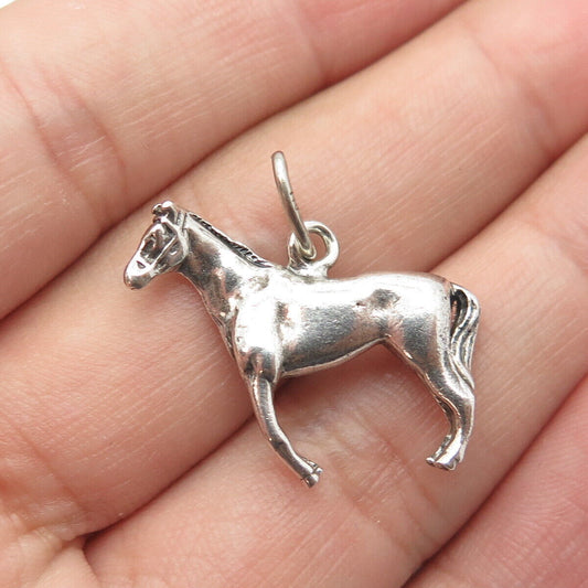 925 Sterling Silver Vintage BEAU Horse 3D Pendant