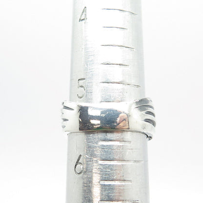 925 Sterling Silver Vintage Ribbed Ring Size 5.5