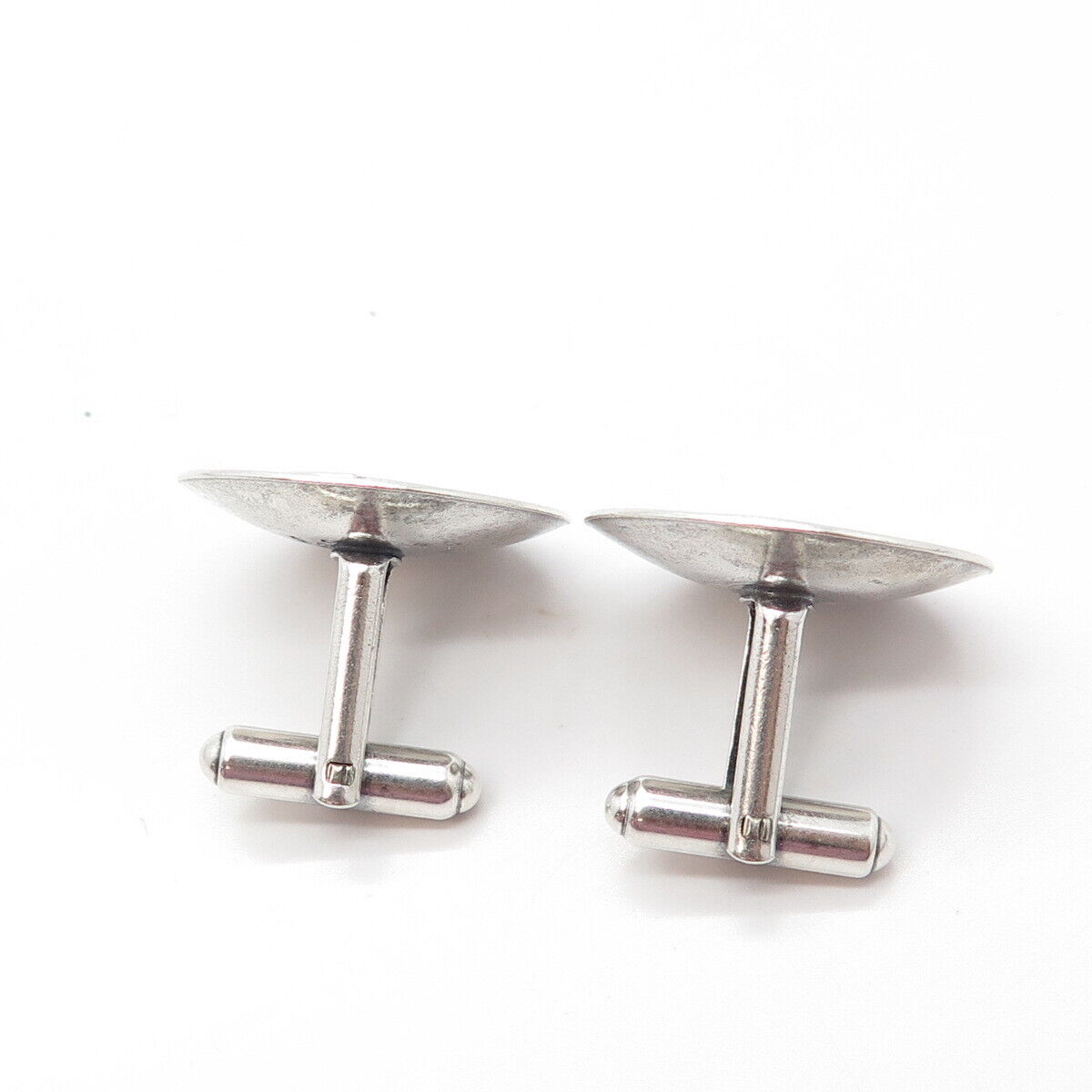 925 Sterling Silver Vintage JML Modernist Round Cufflinks