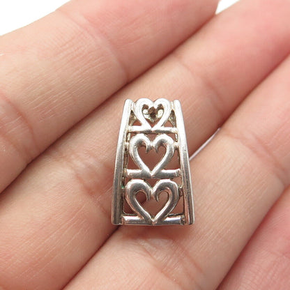 925 Sterling Silver Vintage Open Heart Slide Pendant