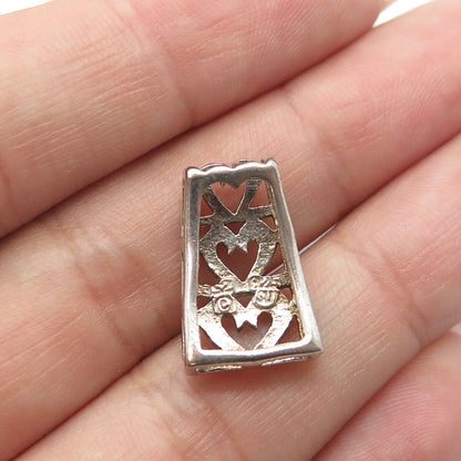 925 Sterling Silver Vintage Open Heart Slide Pendant