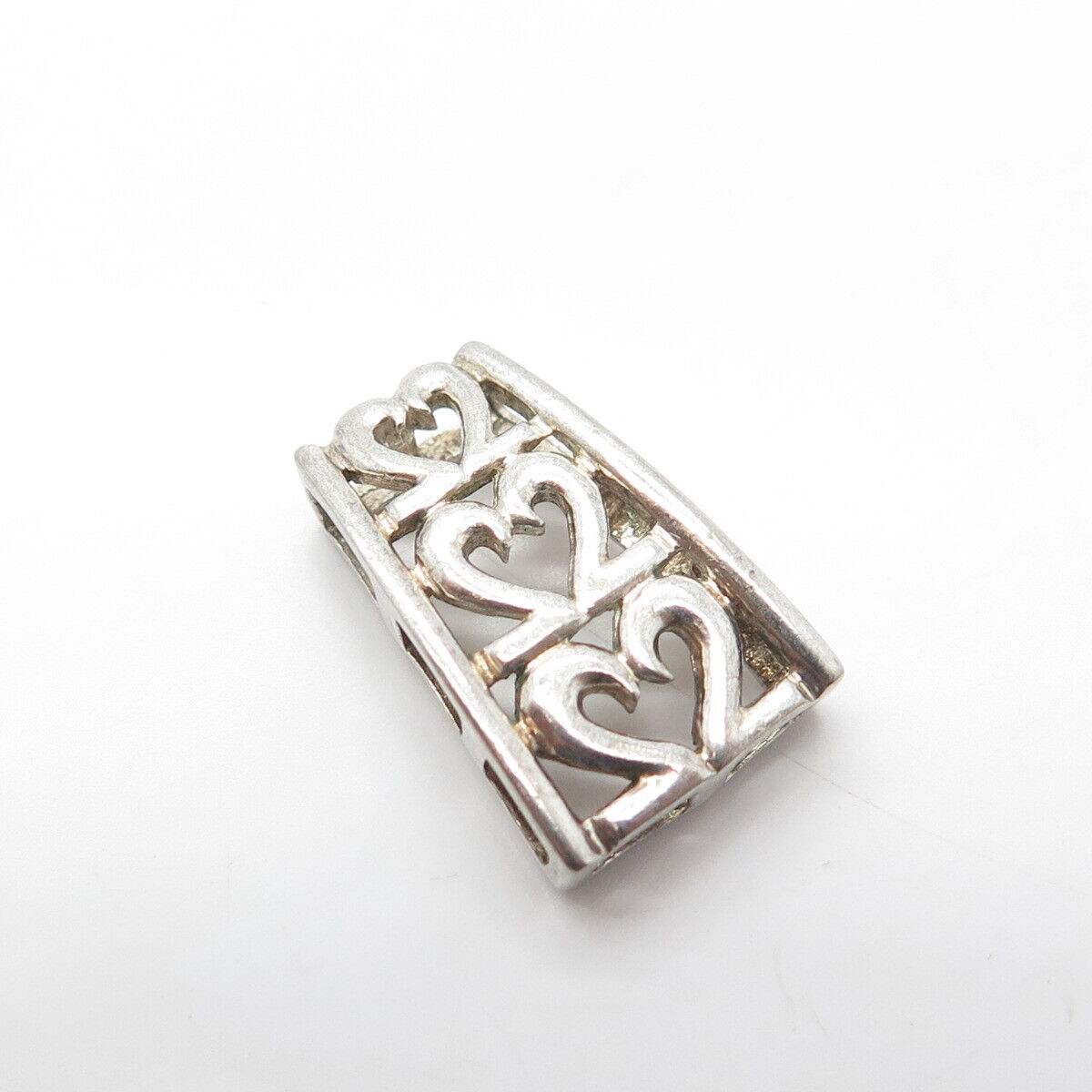 925 Sterling Silver Vintage Open Heart Slide Pendant