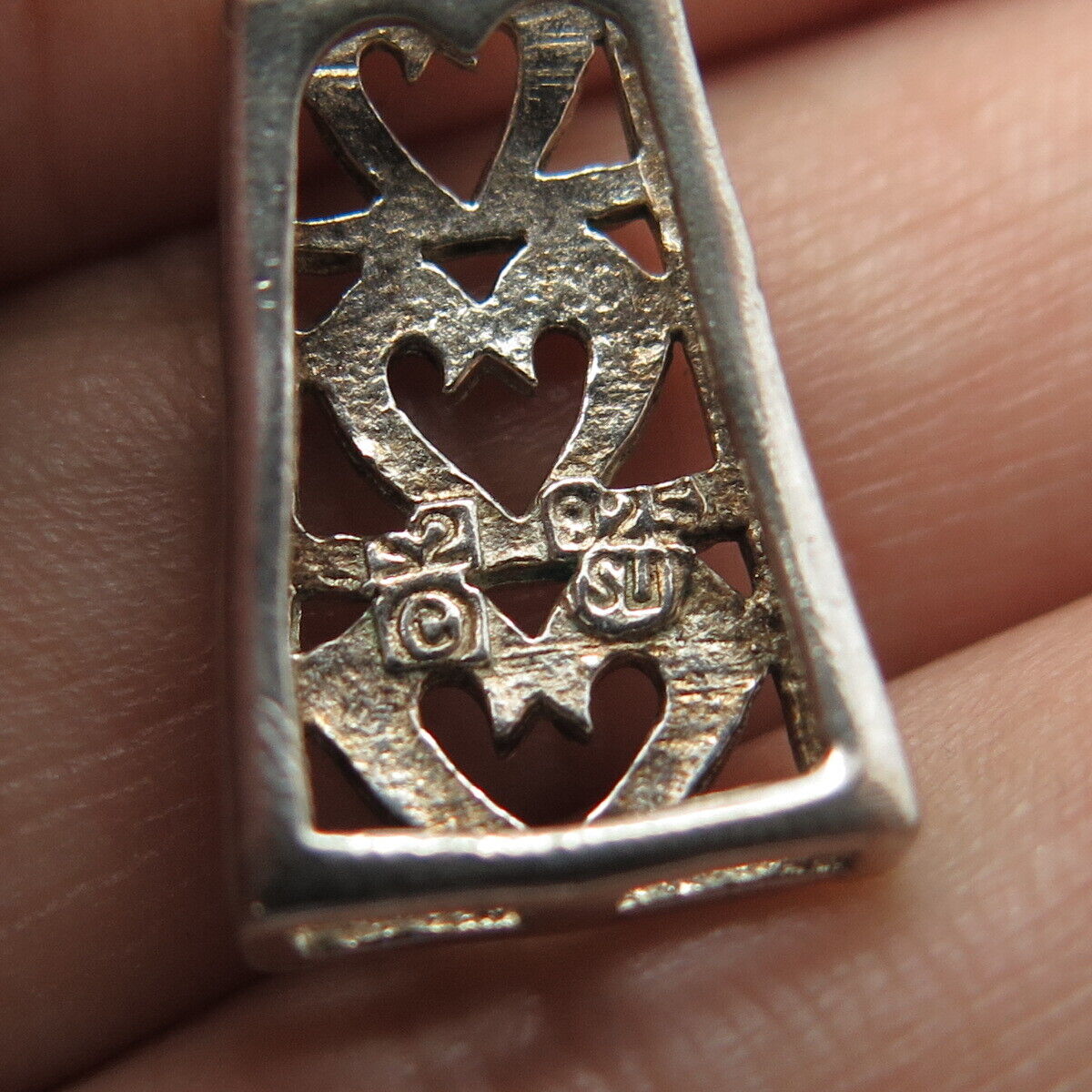 925 Sterling Silver Vintage Open Heart Slide Pendant