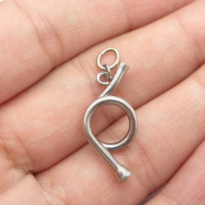 925 Sterling Silver Vintage Musical Horn 3D Charm Pendant