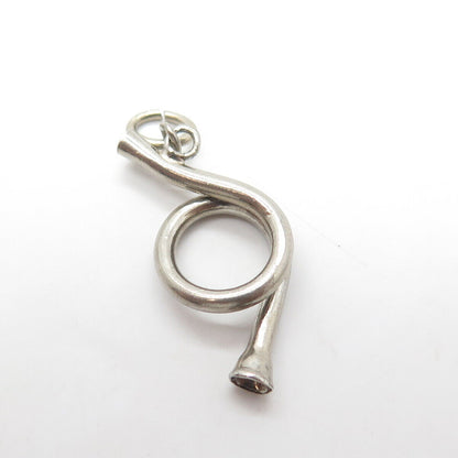 925 Sterling Silver Vintage Musical Horn 3D Charm Pendant