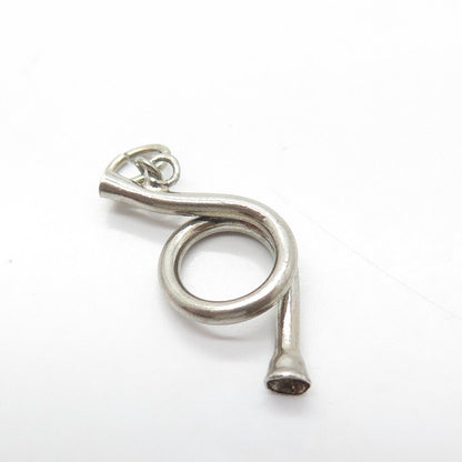 925 Sterling Silver Vintage Musical Horn 3D Charm Pendant