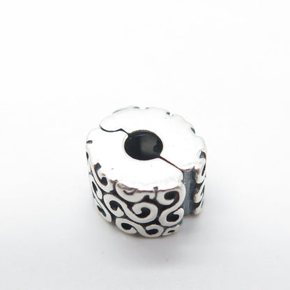 PANDORA 925 Sterling Silver Swirl Clip Charm Pendant