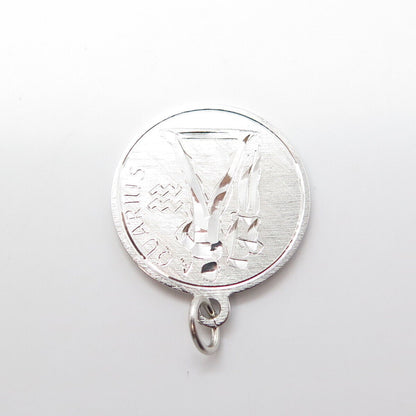 GRIFFITH & SONS 925 Sterling Silver Vintage Aquarius Zodiac Sign Round Pendant