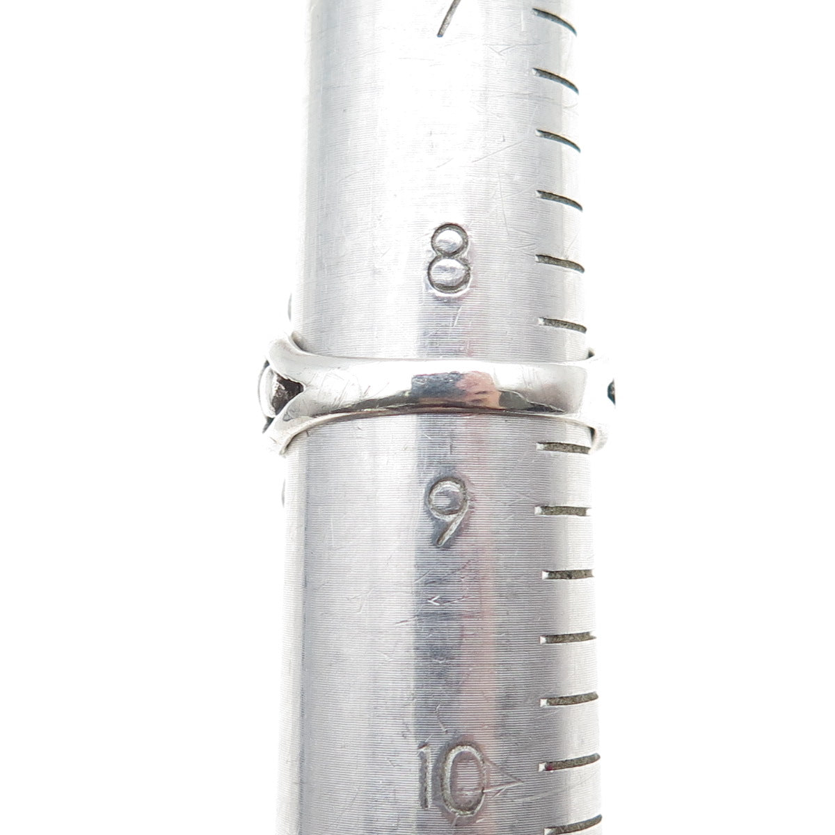 925 Sterling Silver Vintage Real MOP Beaded Oxidized Ring Size 8.5