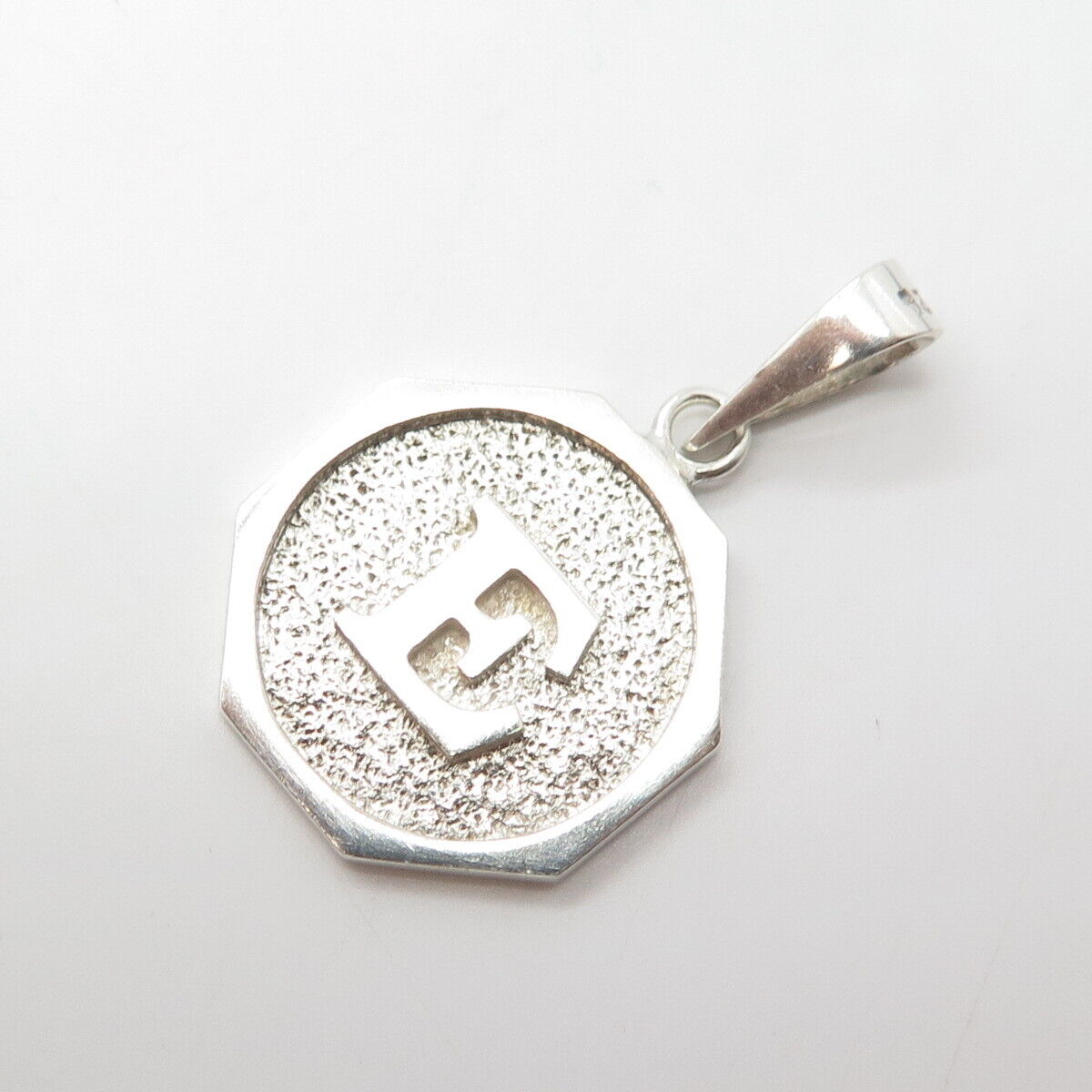 925 Sterling Silver Vintage Letter "E" Initial Pendant