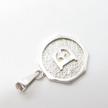 925 Sterling Silver Vintage Letter "E" Initial Pendant