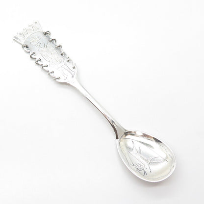 830 Silver Vintage 1975 Sweden Lapland Sami Coffee Spoon / SIGNED "COP"