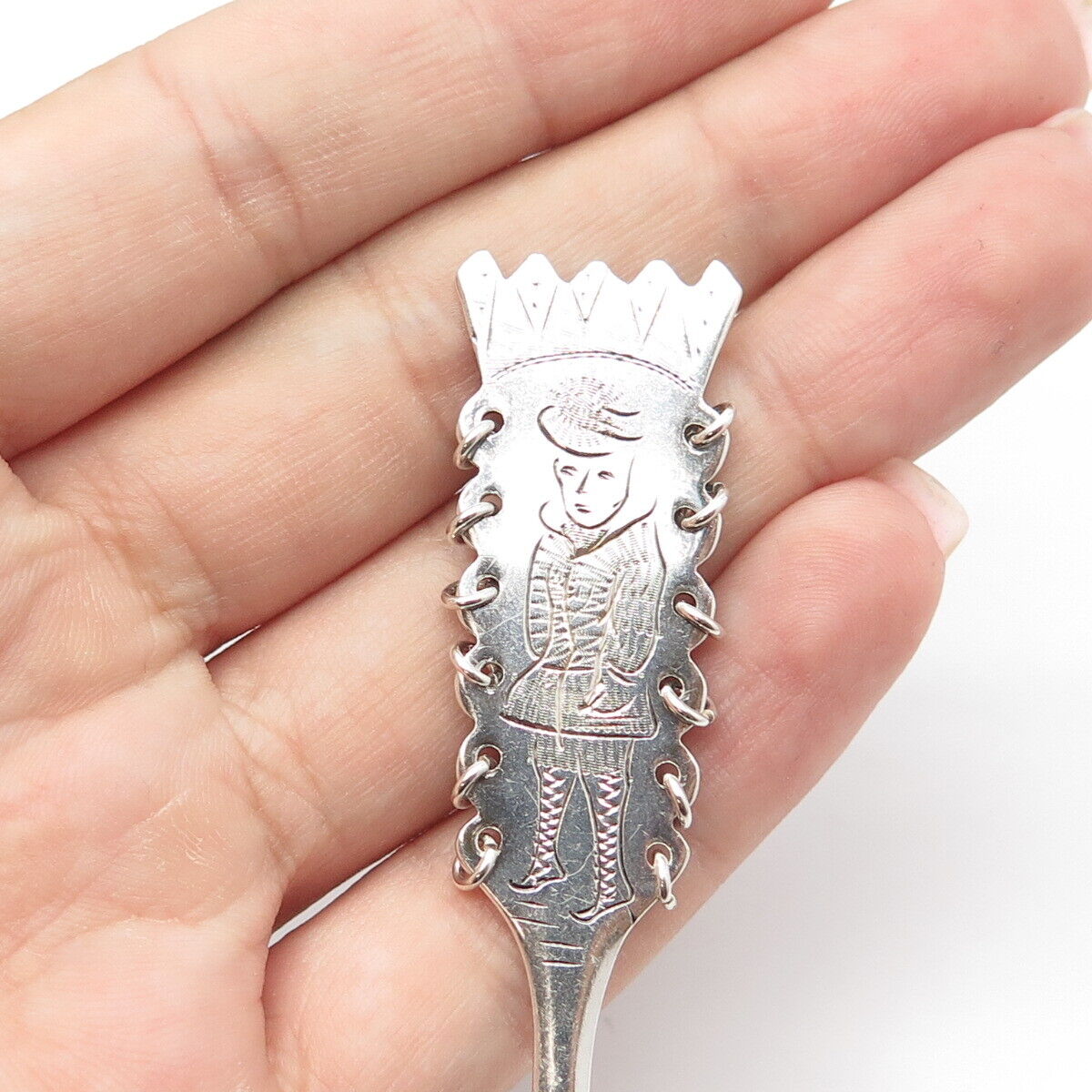 830 Silver Vintage 1975 Sweden Lapland Sami Coffee Spoon / SIGNED "COP"