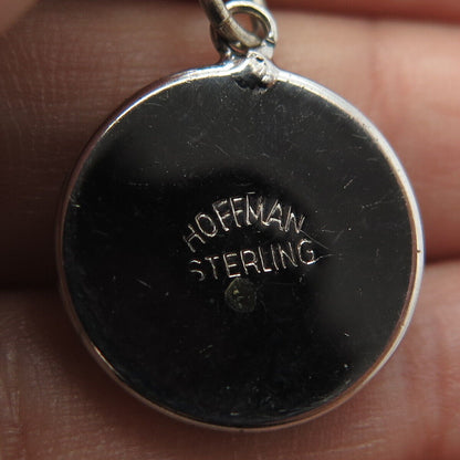 HOFFMAN 925 Sterling Silver Vintage Enamel & Glass Firebird Pendant