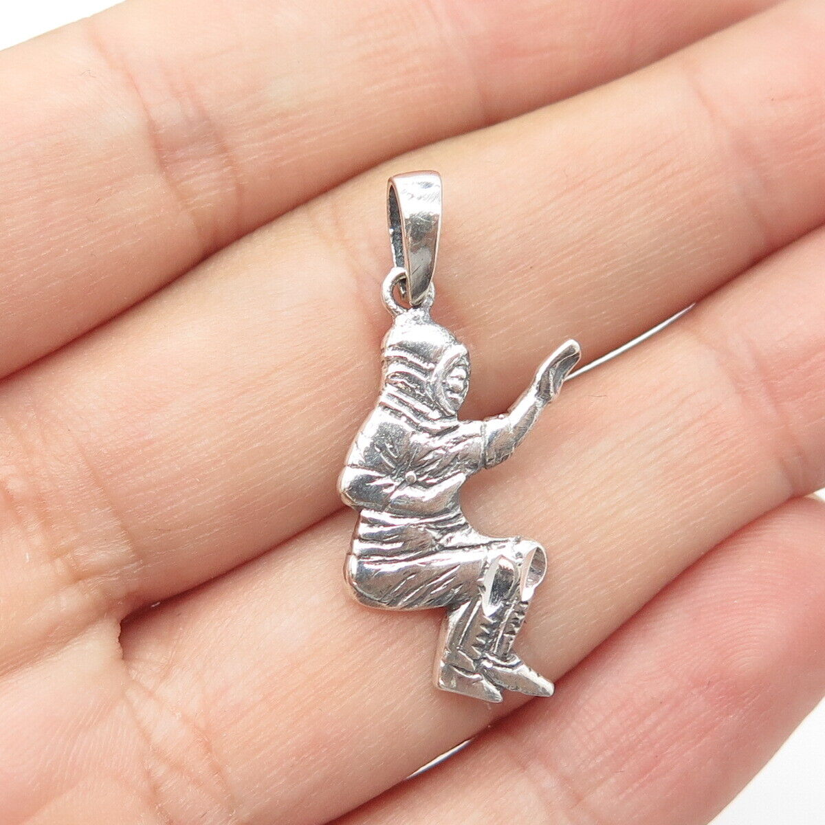 925 Sterling Silver Vintage Astronauts Space Theme Pendant