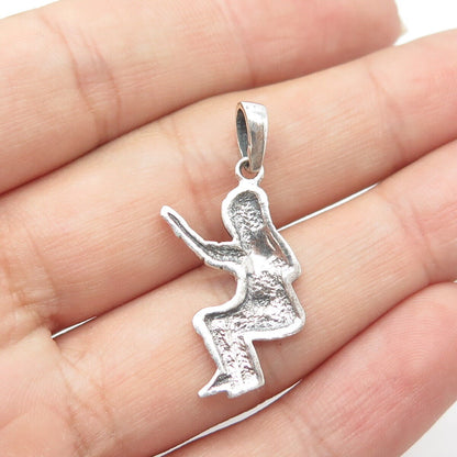 925 Sterling Silver Vintage Astronauts Space Theme Pendant