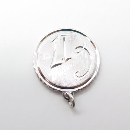 925 Sterling Silver Vintage "Charming 17" Round Medal Pendant